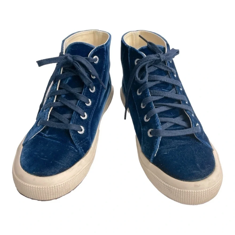Superga Womens Blue  velvet high top sneakers size 6.5